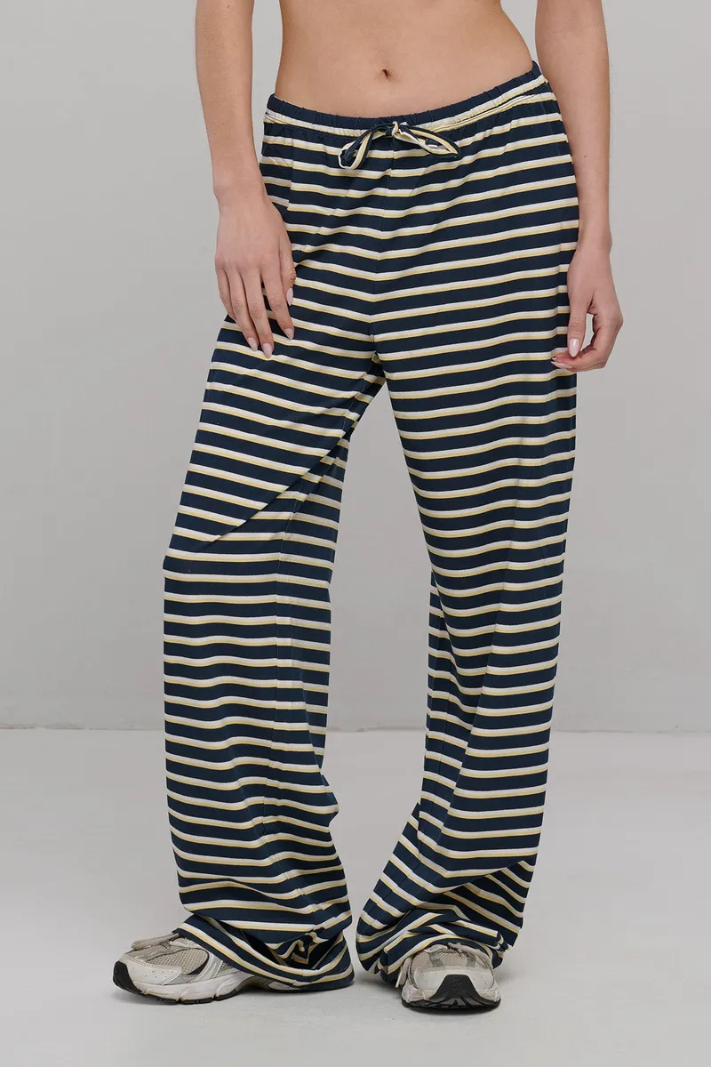 SEAAV SEAAV Damen vegan Hose Im Matrosen-Streifen-Look Marineblau/Weiß, Weiß, – Produktbild 1 von 2