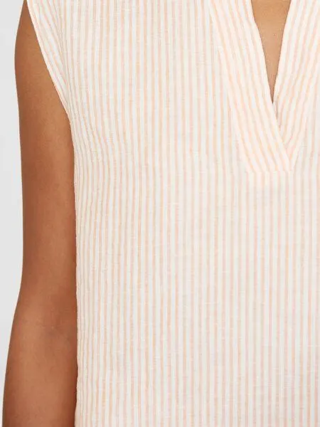 KnowledgeCotton Apparel KnowledgeCotton Apparel Gestreiftes Leinen-Top SLEEVELESS aus Bio-Leinen, Orange (orange stripe), – Produktbild 3 von 4
