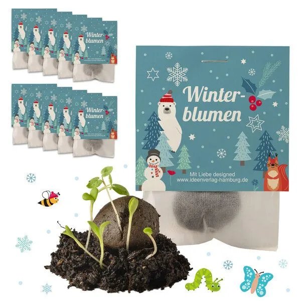 Ideenverlag Hamburg Ideenverlag Hamburg 10 „Winterblumen“ Samenbomben im Tütchen mit Kaltkeimer-Saatgut – Produktbild 5 von 6