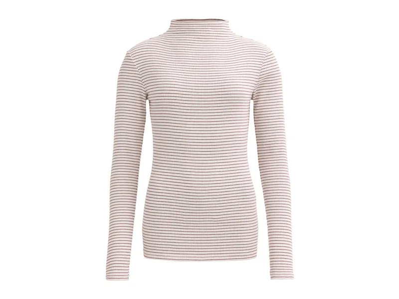 People Wear Organic People Wear Organic Ripp Langarm-Shirt Stehkragen Bio-Baumwolle (kbA) puder geringelt XS, Rosa, – Produktbild 1 von 1