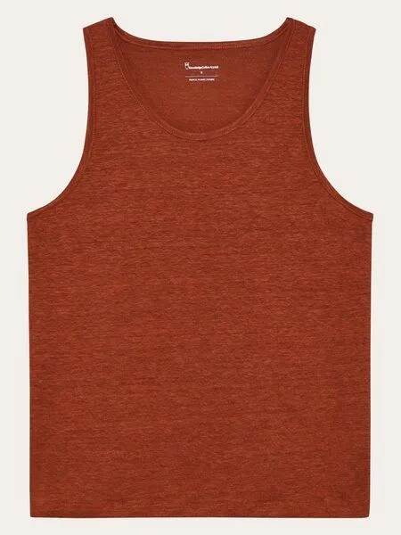 KnowledgeCotton Apparel KnowledgeCotton Apparel Regular Damen Tank Top aus Bio-Leinen, Burnt brick (rot), – Produktbild 1 von 2