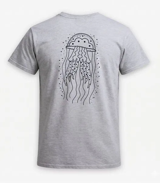 vis wear vis wear Qualle - Göttin im Ozean – Unisex Organic T-Shirt, Grau, – Produktbild 1 von 3