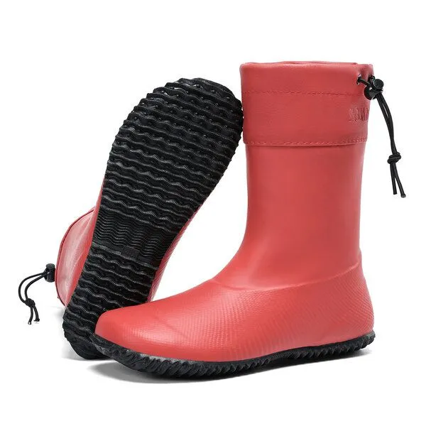 SAGUARO SAGUARO Gummistiefel Barfußschuhe vegan Winter Regen Stiefel Naturkautschuk gefüttert, Rot, – Produktbild 1 von 4