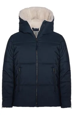 Will's Vegan Store Will's Vegan Store Damen vegan Puffer Veganes Lammfell Dunkelblau & Creme – Produktbild 1 von 1