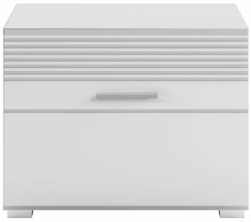 Home affaire Sitzbank Malmö, Breite 60 cm, 1 Tür, 2 Fächer, hochwertige MDF Front, Rillenfräsung, Bank, Schuhbank, Garderobenbank, Dielenbank, Weiß, – Produktbild 1 von 5