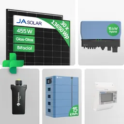 SOLPLANET PV Anlage 13 kWp – 30× JA Solar 455W Glas-Glas Bifazial Black Frame & Solplanet ASW015K-TH Hybrid mit Solplanet Ai-HB G2 Pro Speicher Notstrom Netzunabhängig / inkl. 0 % MwSt. für Privatkunden – Produktbild 1 von 1