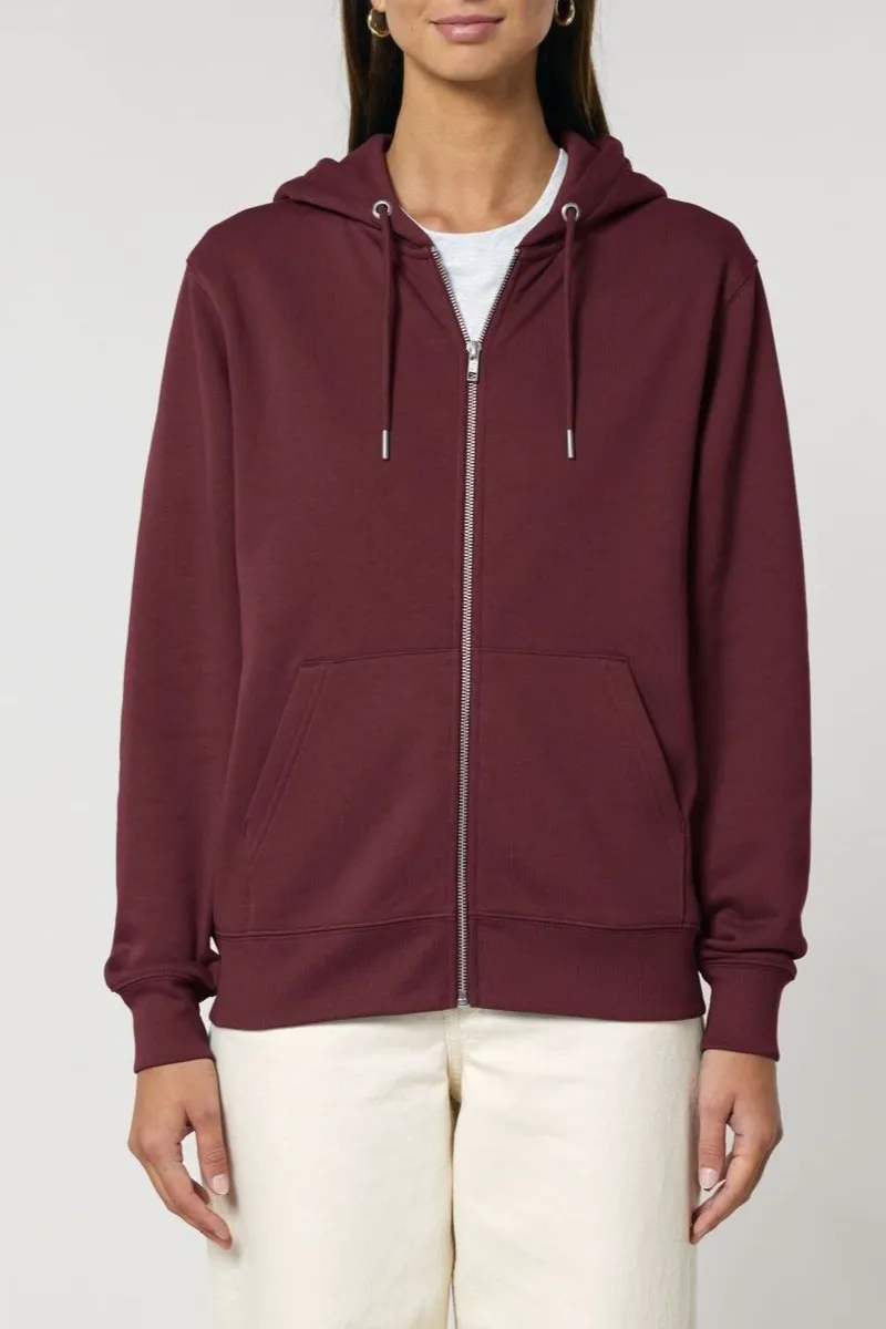 UNIPOLAR UNIPOLAR Herren vegan Zip Hoodie Basic Culving, Dunkelrot, – Produktbild 2 von 2