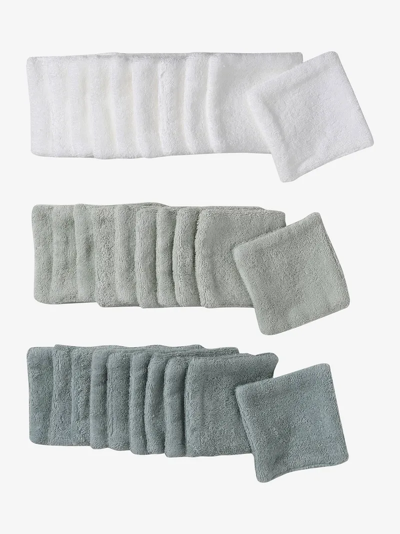 Vertbaudet 30er-Pack Mehrweg-Feuchttücher im Wäschenetz BASIC set, Set grün, – Produktbild 1 von 3