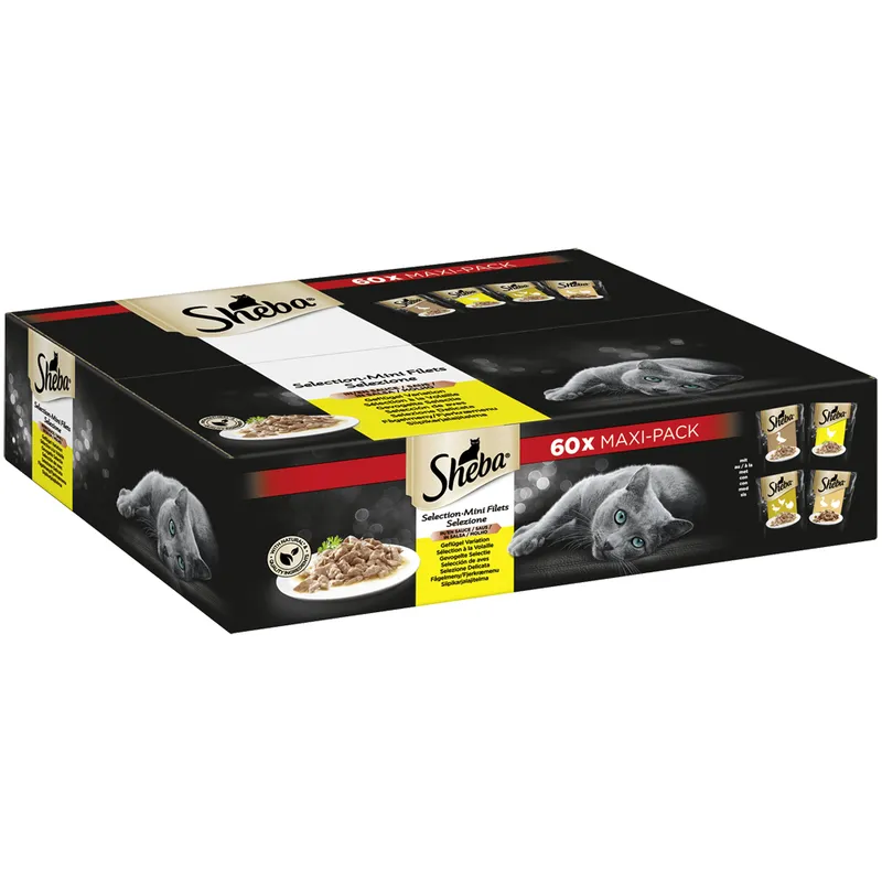 Sheba Sheba Portionsbeutel Multipack Selection Mini Filets in Sauce Geflügel Variation 60 x 85g – Produktbild 1 von 1