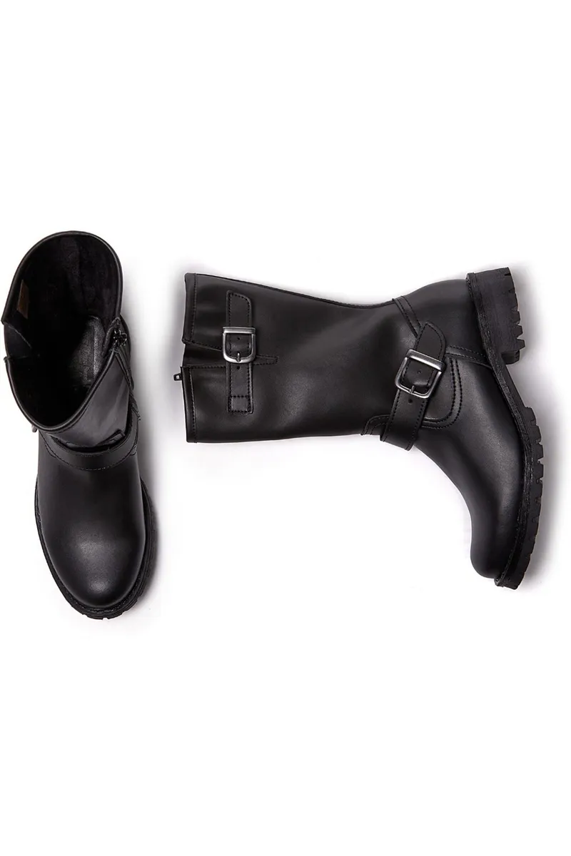 Will's Vegan Store Will's Vegan Store Damen vegan Stiefel Mid-Length Moto Schwarz, Schwarz, – Produktbild 1 von 2