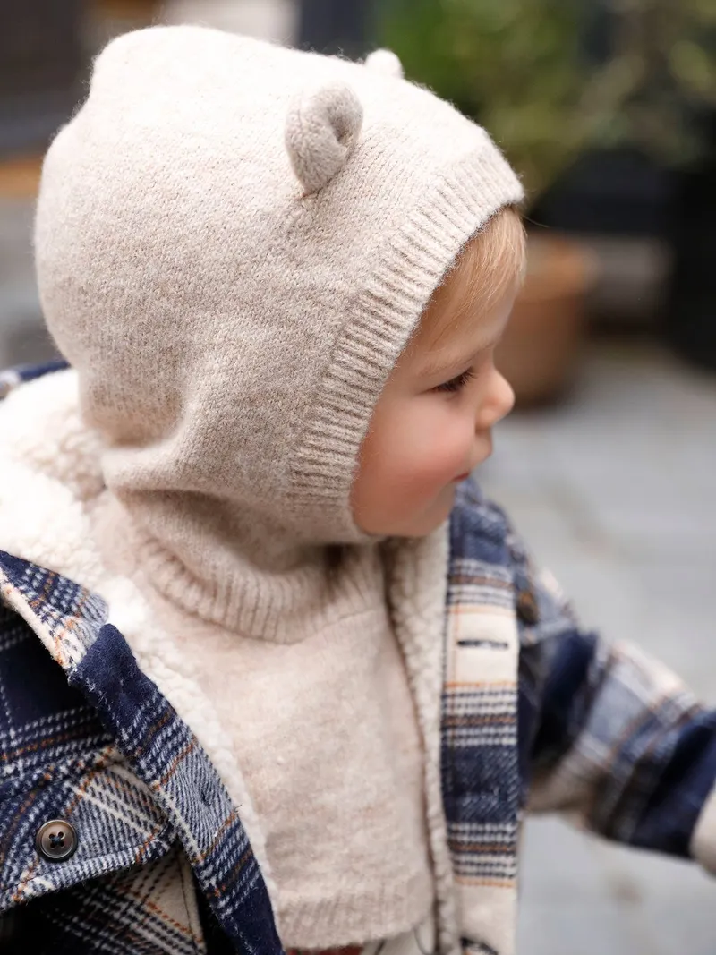 Vertbaudet Mädchen Baby Schalmütze mit Teddyohren, Beige meliert, – Produktbild 4 von 4