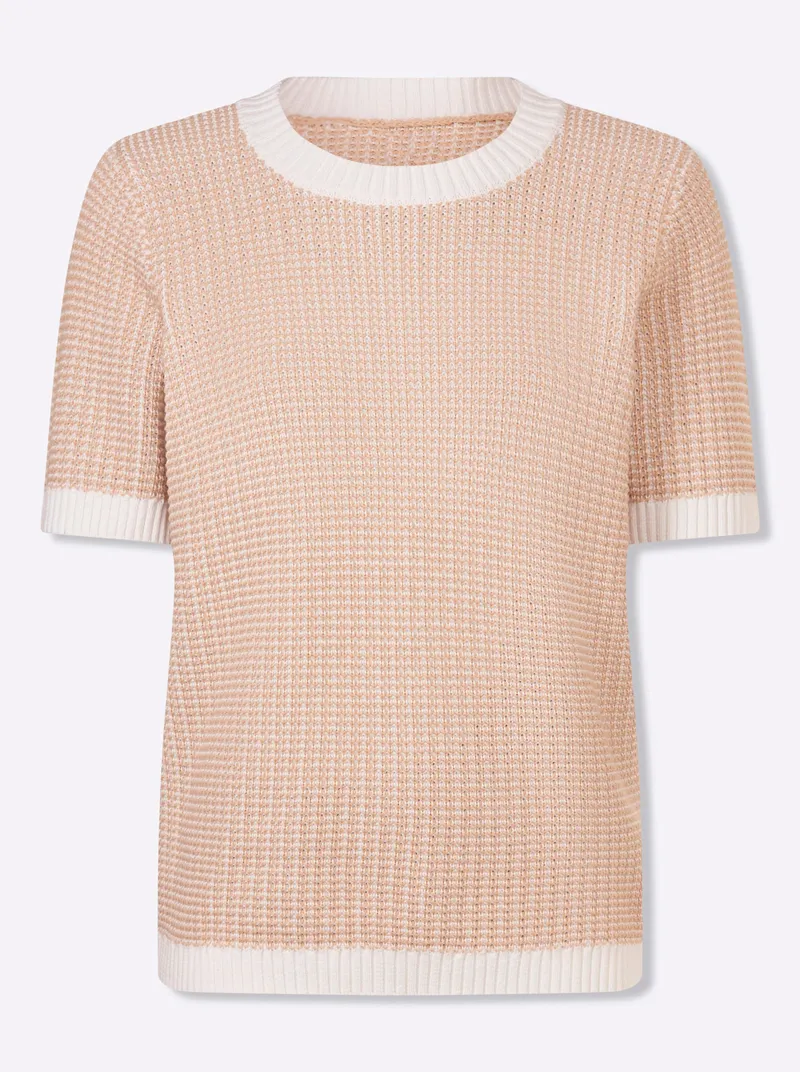 Witt Kurzarmpullover, Beige-ecru-gemustert, – Produktbild 1 von 2