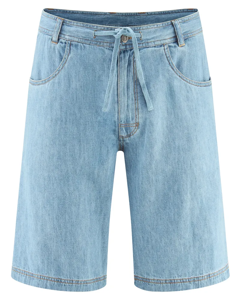 HempAge Hempage Herren vegan Shorts Mit Geradem Bein Aquablau, Blau, – Produktbild 1 von 2