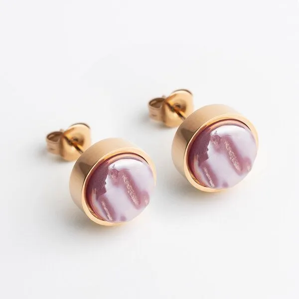 ALEXASCHA ALEXASCHA Edelstahl Ohrstecker mit Glasstein | Roségold, Grey, – Produktbild 1 von 5