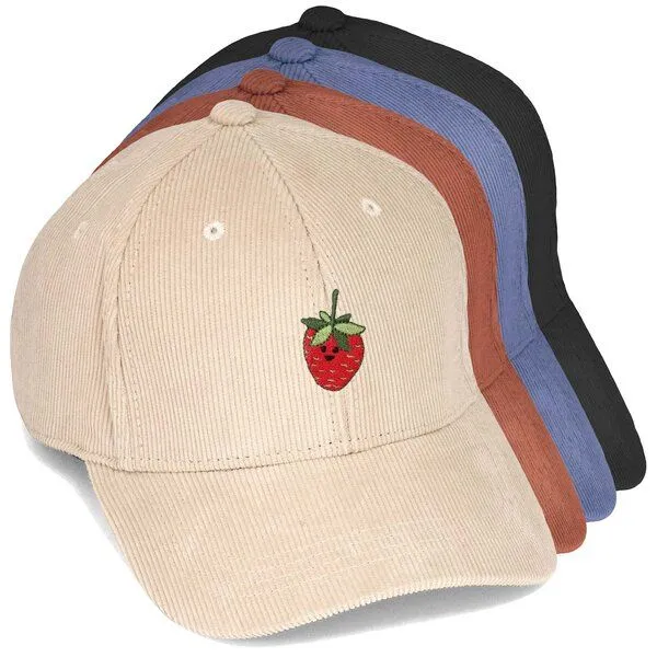 LIGARTI Bestickte Cord Cap – Erdbeere – LIGARTI Tiermanufaktur, Sand, – Produktbild 2 von 4
