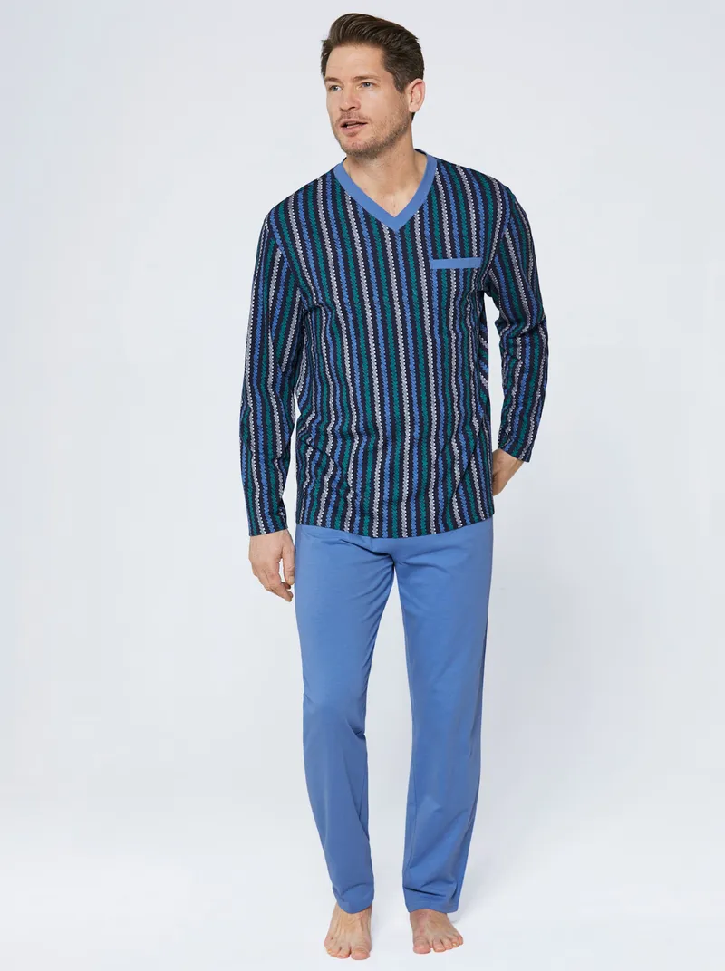 wäschepur men Schlafanzüge blau + marine, Blau + marine, – Produktbild 1 von 3