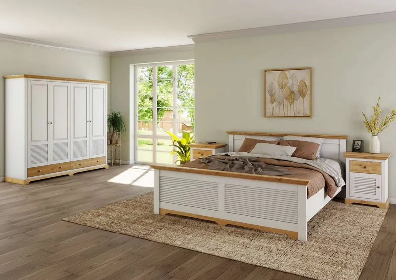 OTTO home Nachtkommode Rauna, Landhausstil, edles Design mit Lamellen und Kassetten, 2 Farben (B/H/T 56/69/39cm), FSC® zertifiziertes Kieferholz, massive Qualität mit viel Stauraum, Weiß, – Produktbild 1 von 5