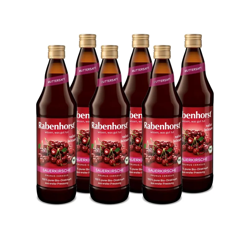 Haus Rabenhorst Saft RABENHORST Sauerkirsche MUTTERSAFT BIO 6er Pack (6 x 700 ml), 0,7 l, 700 ml, 6 St. – Produktbild 1 von 4
