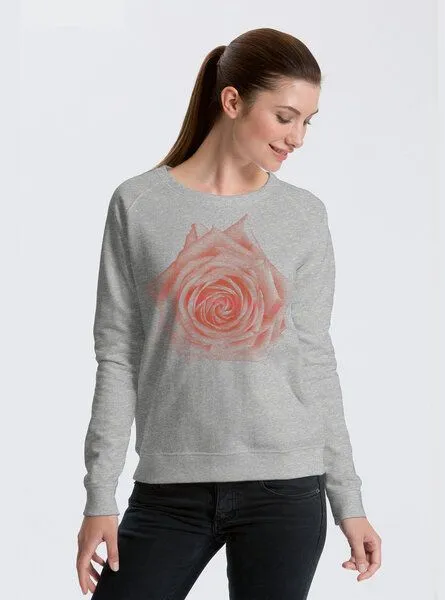 Peaces.bio - handbedruckte Biomode Peaces.bio - handbedruckte Biomode Bio Damen-Sweatshirt Rose, Hellgrau, – Produktbild 1 von 1