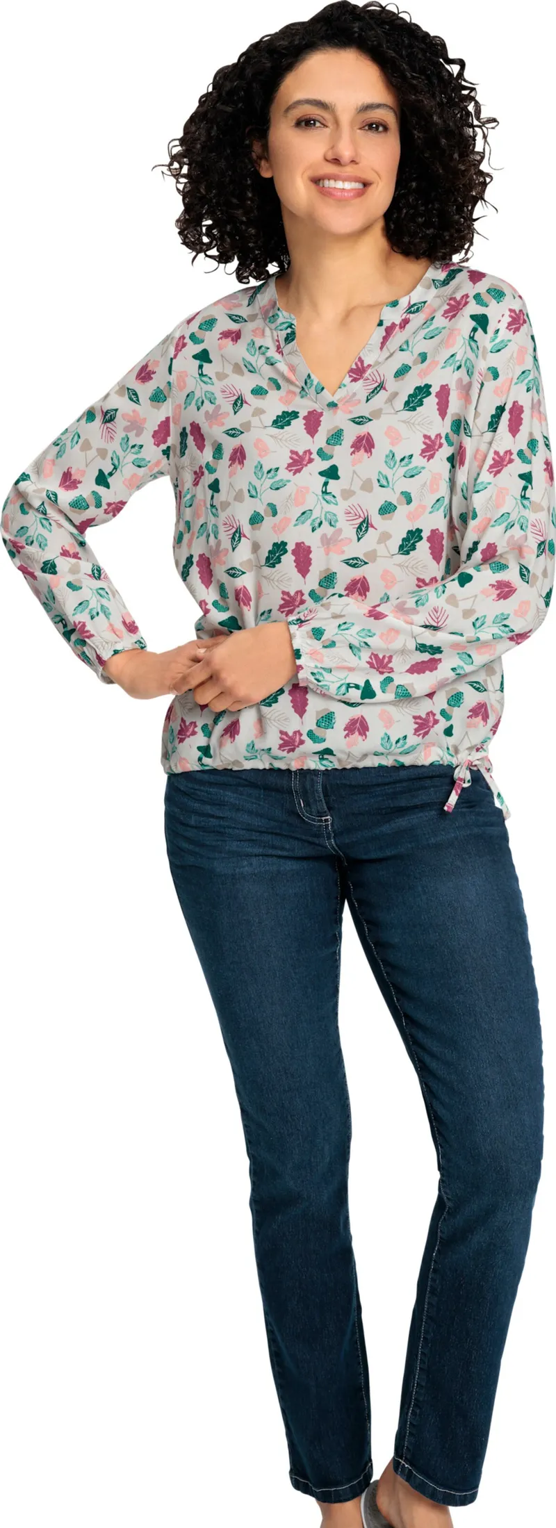 Witt Schlupf-Bluse ecru-ozean-bedruckt, Ecru-ozean-bedruckt, – Produktbild 2 von 2