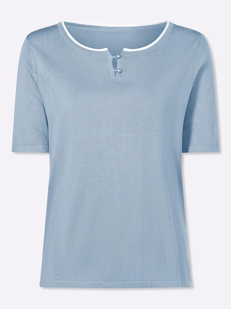 Witt Kurzarmpullover, Eisblau-weiß, – Produktbild 1 von 2