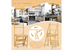COSTWAY COSTWAY Trittleiter, 3 in 1, Klappstuhl, 3-Stufen, Bambus, 150kg – Produktbild 1 von 1