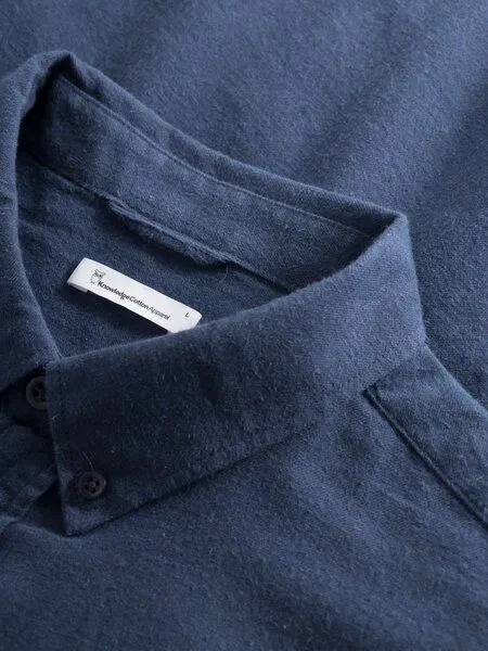 KnowledgeCotton Apparel KnowledgeCotton Apparel Flanell-Hemd Regular Fit, Estate blue, – Produktbild 3 von 4