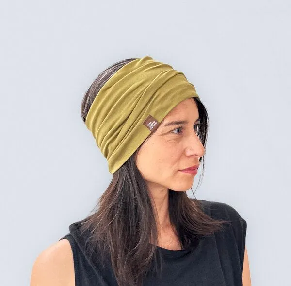 Liebe Deinen Planeten Liebe Deinen Planeten Bio breites Jersey Stirnband BASIC in vielen Farben aus elastischem Bio Baumwoll Jersey, Pistachio green, – Produktbild 2 von 4