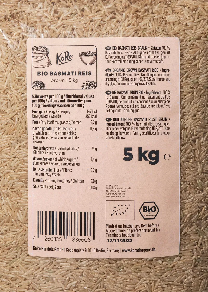 KoRo Brauner Bio Basmati Reis 5 kg – Produktbild 3 von 5