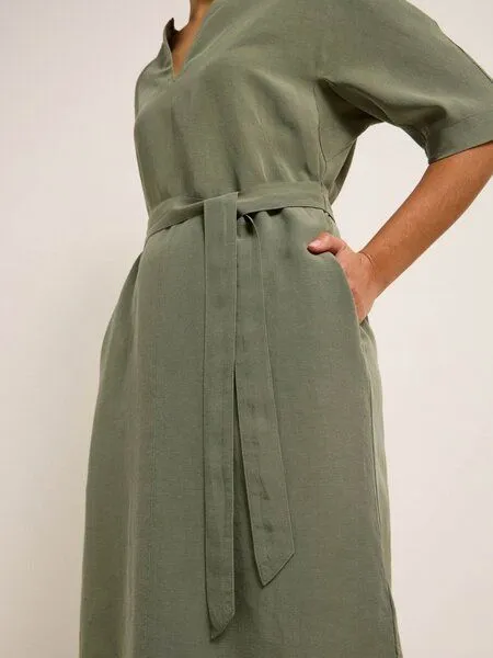LANIUS LANIUS Kleid mit Gürtel Leinen, Tea leaf, – Produktbild 3 von 4