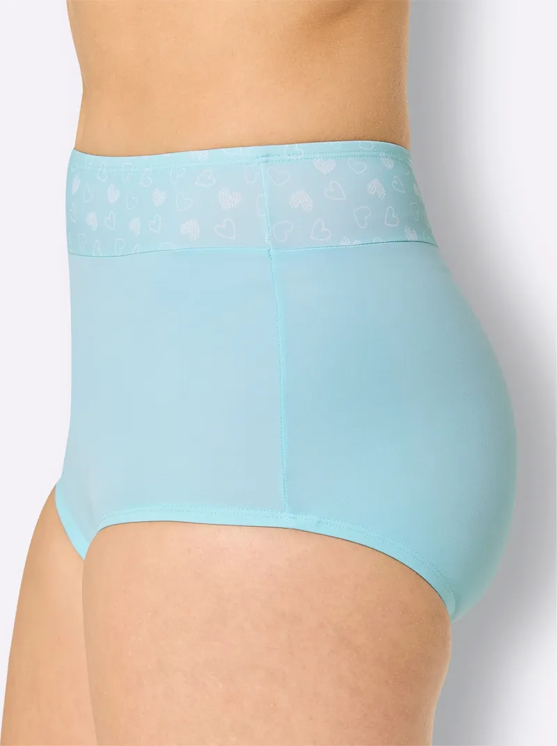 wäschepur Taillenslip 2x mint-weiß-bedruckt + 1x mint, 2x mint-weiß-bedruckt + 1x mint, – Produktbild 1 von 3
