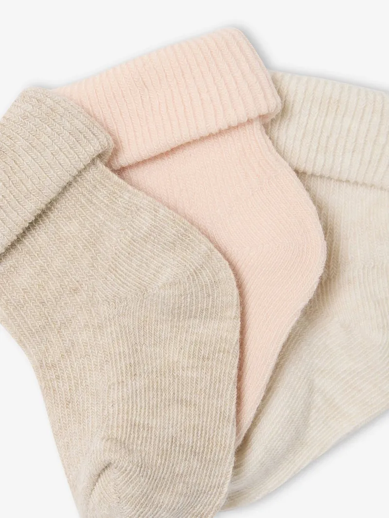 Vertbaudet 3er-Pack Baby Socken uni mit Umschlag, Beige, – Produktbild 2 von 2