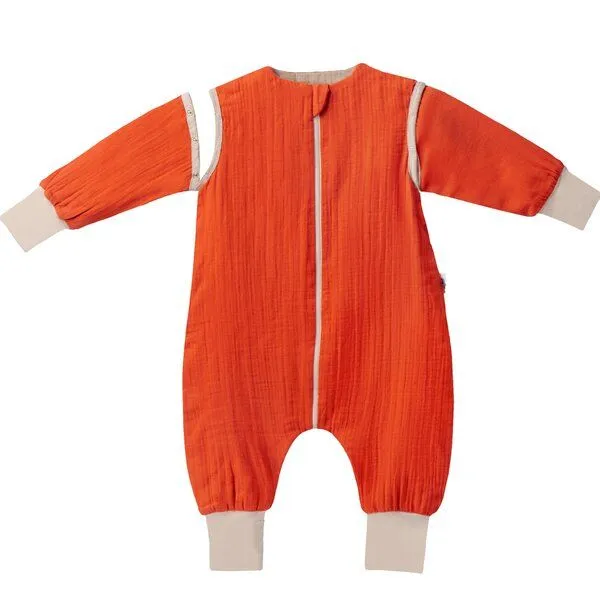 Mababu Mababu 0.5 TOG Musselin Sommerschlafsack mit Füßen & abnehmbaren Ärmeln, Rust, – Produktbild 1 von 4