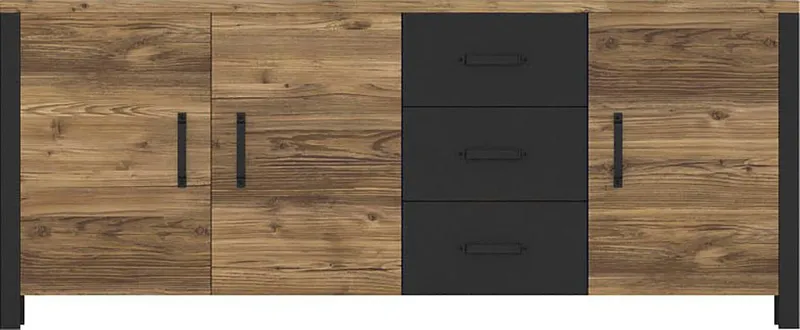 Home affaire Sideboard Olin WM, Breite 192 cm, Beige|schwarz, – Produktbild 2 von 5