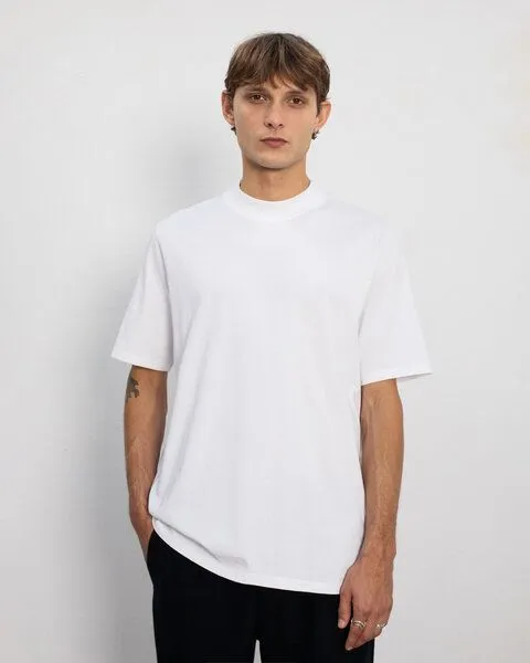Rotholz Rotholz Basic T-Shirt mit breitem Kragen Bio Baumwolle, Weiss, – Produktbild 2 von 7