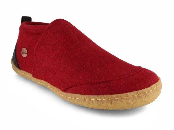 WoolFit WoolFit Hausschuhe 'Taiga' mit Naturgummisohle, 100% Wolle, Dunkelrot, – Produktbild 1 von 4