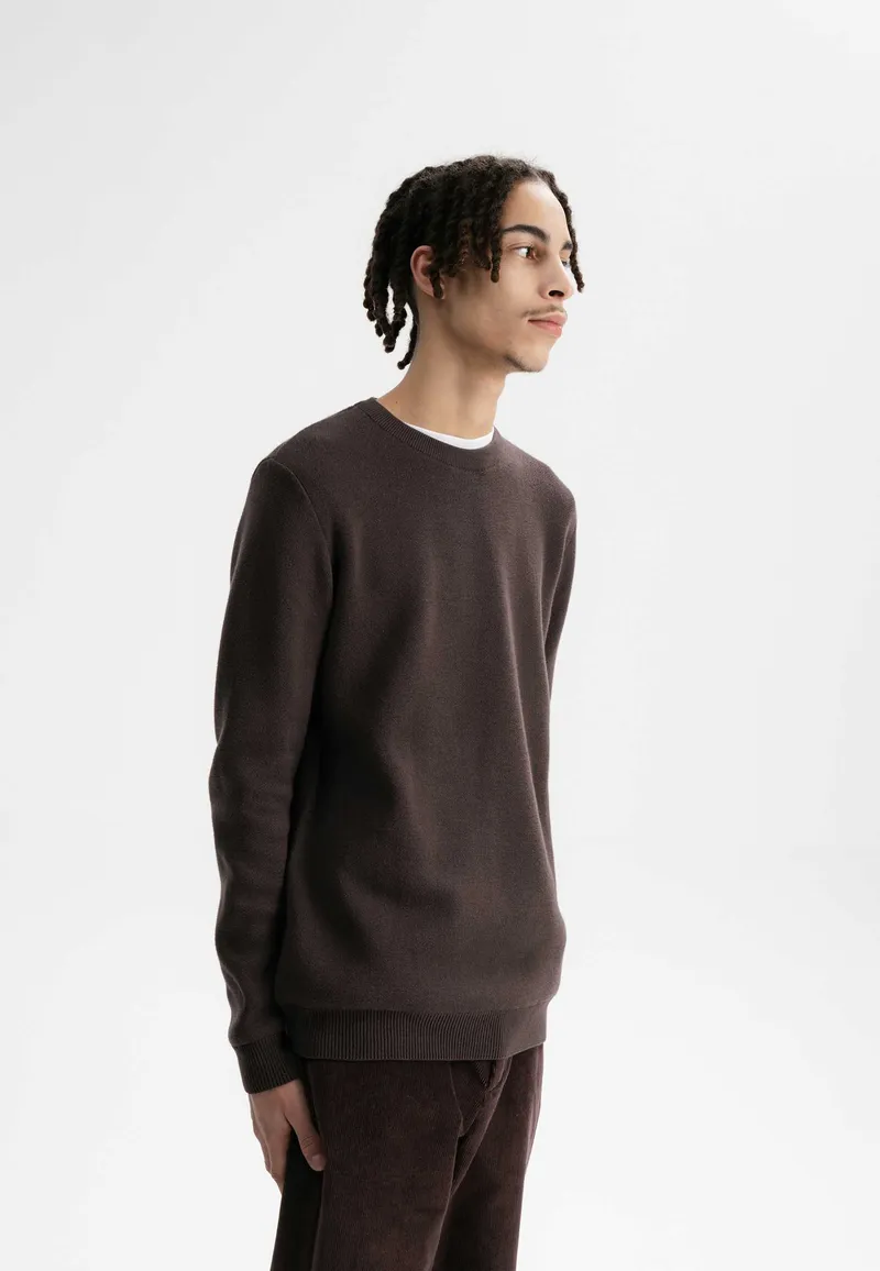 MELA MELA Herren vegan Strickpullover Jacquard Manav Dunkelbraun, Dunkelbraun, – Produktbild 1 von 2