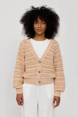 Mazine Mazine Cardigan Multicolor Knit - Soft Pink - aus Biobaumwolle – Produktbild 1 von 1