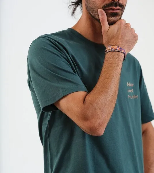 Gary Mash GARY MASH T-Shirt Nur net hudln! aus Biobaumwolle, Dunkelgrün (grün), – Produktbild 2 von 4