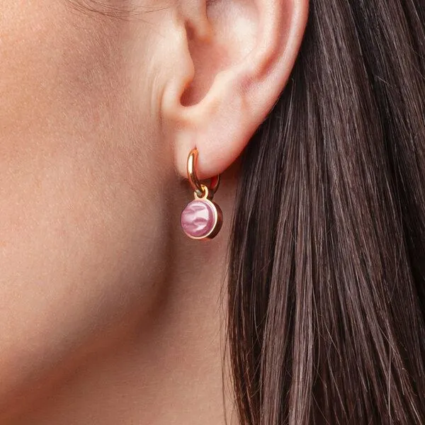 ALEXASCHA ALEXASCHA Roségold Creolen mit Anhänger | Mix & Match, Quarzrosa, – Produktbild 3 von 4