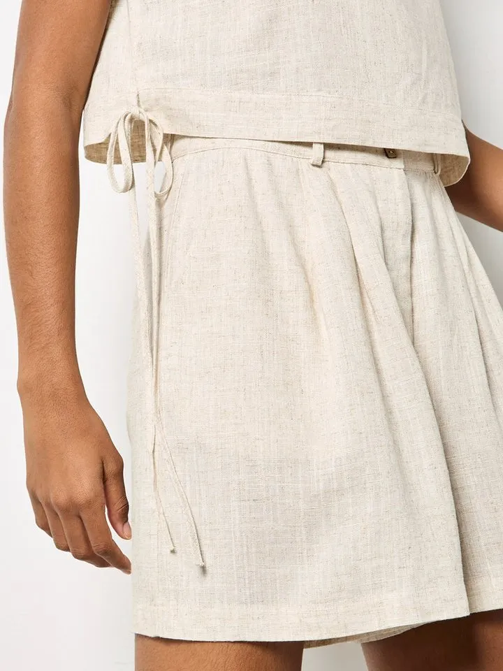 Apricot Apricot Crop-Top Crop-Top aus Leinenmischung Einfarbig, Beige, – Produktbild 3 von 5
