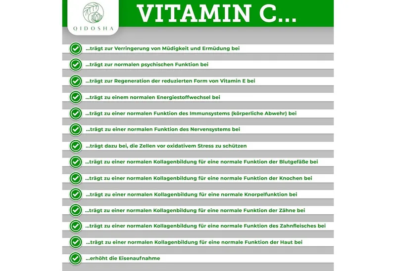 QIDOSHA Vitamin C Komplex gepuffert Kapseln, 240 St., 187.4 g, Mit Bioflavonoiden – Produktbild 5 von 5
