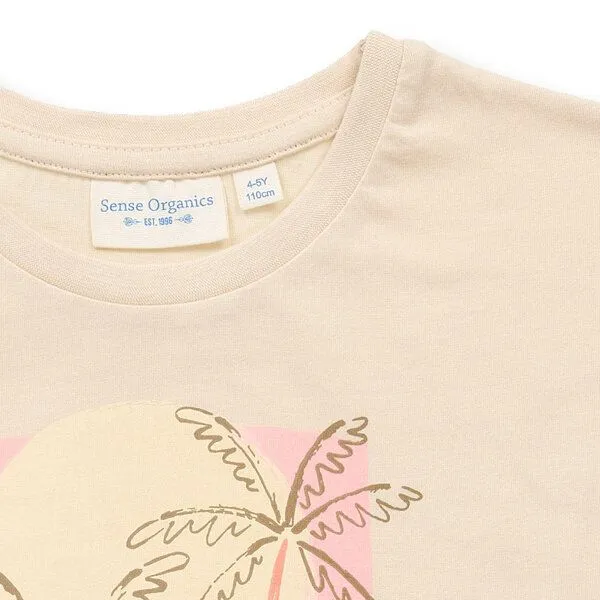 Sense Organics Sense Organics T-Shirt mit Palmen-Motiv für Kinder, Modell DORA, Palme auf weiß, – Produktbild 2 von 3