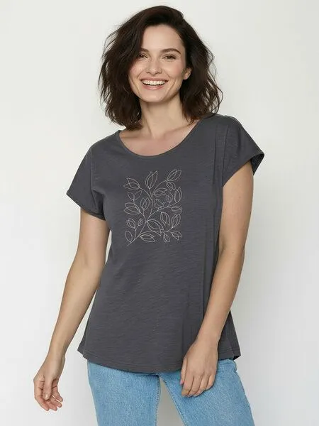 GreenBomb GREENBOMB Leafline Cool - Lässiges T-Shirt aus Bio-Baumwolle / hochwertiger Print / GOTS / Fair & Vegan, Grau (gravel), – Produktbild 1 von 4
