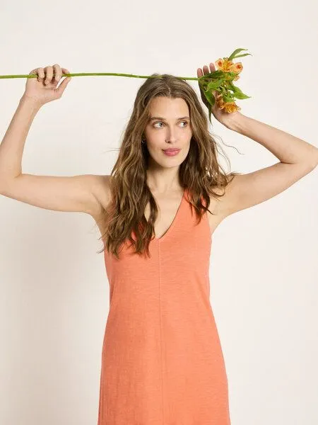 LANIUS LANIUS Maxikleid (GOTS) aus Bio-Baumwolle, Peach, – Produktbild 4 von 4