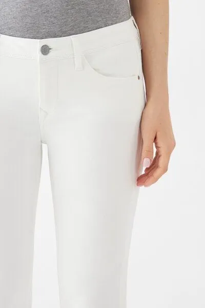 DAWN Damen Jeans MID SUN Slim Design Details DAWN Bio-Baumwolle, White, – Produktbild 4 von 5