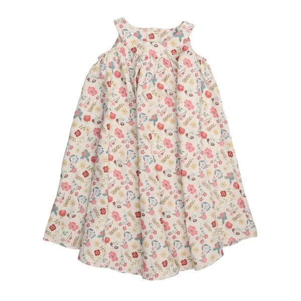 Walkiddy Kinder Kleid GOTS zertifiziert – Bio-Baumwolle, Creme mit Blumen- und Blättermuster, langärmelig, weich & bequem | Walkiddy, Mehrfarbig, – Produktbild 1 von 3
