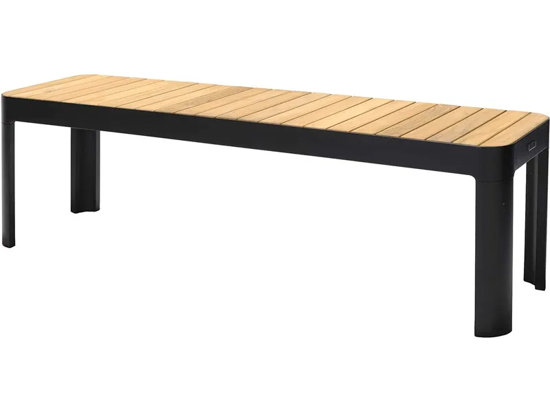Gartenbank "Portals" mit FSC-zertifiziertem Teakholz, Breite 143 cm, Schwarz, – Produktbild 1 von 1