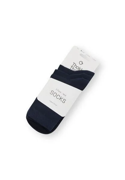 THOKKTHOKK ThokkThokk 3er-Pack Mid Socks Socken (GOTS, Fairtrade, Vegan), Midnight (blau), – Produktbild 2 von 3