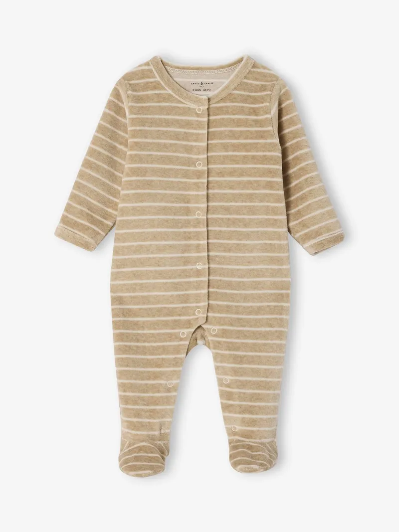 Envie De Fraise 2er-Pack Baby Samt-Schlafanzüge mit Fuß ENVIE DE FRAISE personalisierbar, Wollweiß, – Produktbild 3 von 4